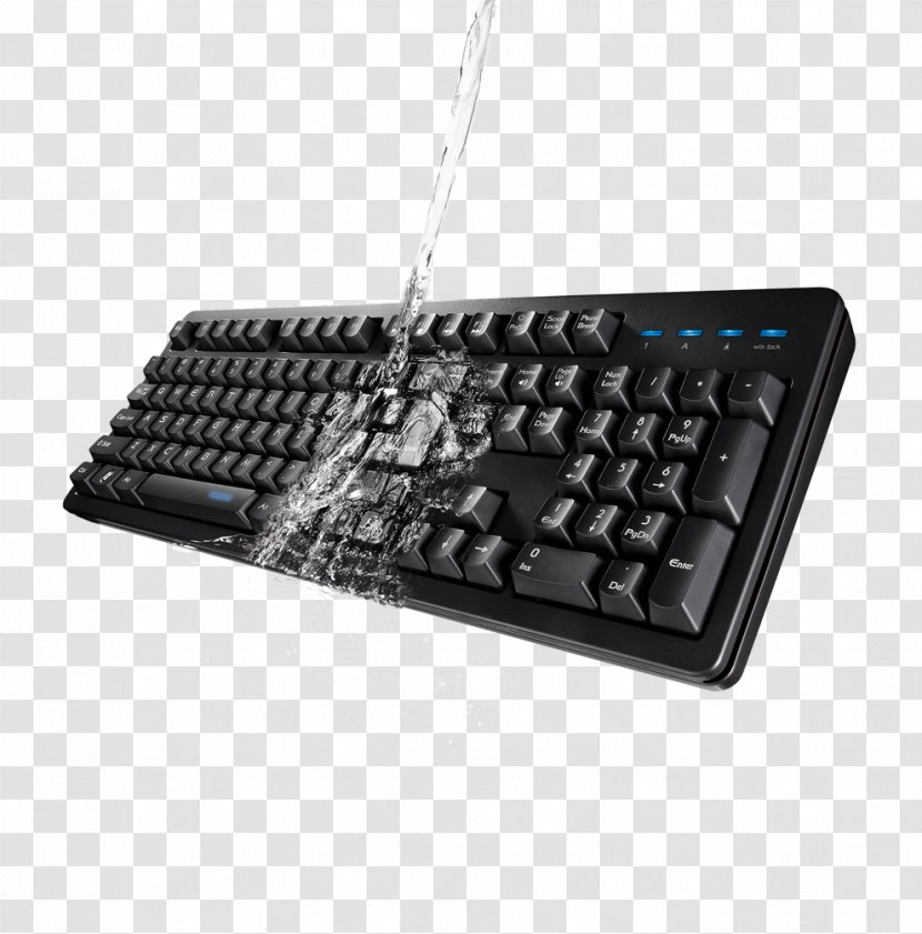 Computer Keyboard Mouse I-Rocks K10 Washable IRK32W-BK - Numeric Keypad - Availability Button Transparent PNG