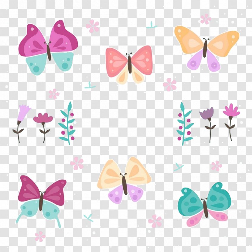 Butterfly Drawing Cartoon Clip Art - Pink - Hand Drawn Transparent PNG