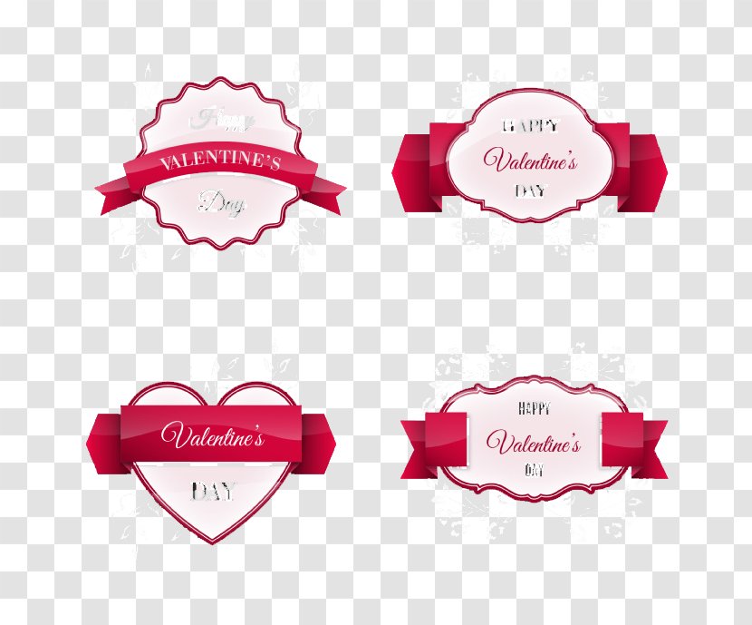Valentine's Day Label Paper Euclidean Vector - Product - 4 Valentine Ribbon Material Transparent PNG