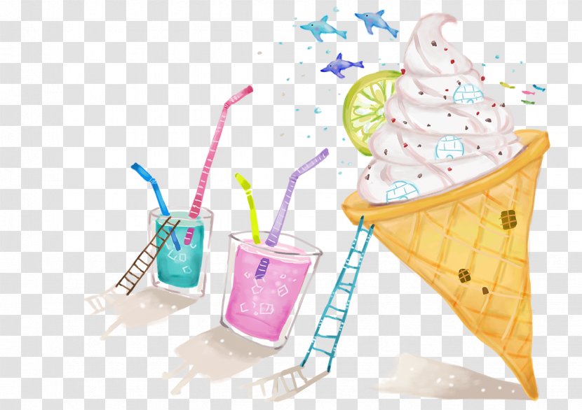 Ice Cream Cone Cartoon Illustration - Dessert - Cones Transparent PNG