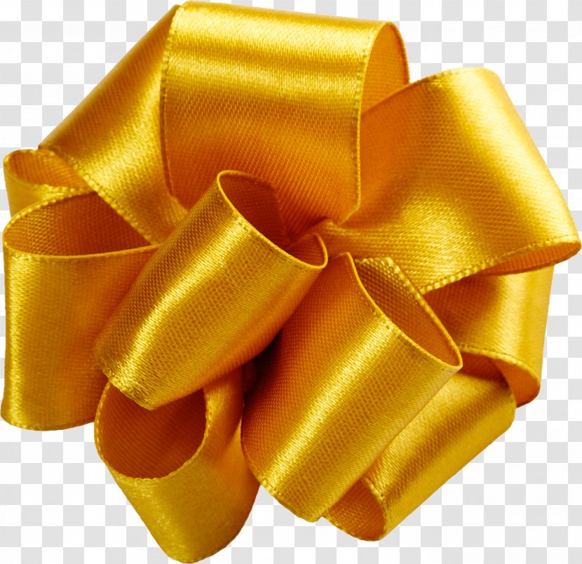 Shoelace Knot Gold Ribbon Gift - Yellow - Metallic Bow Transparent PNG