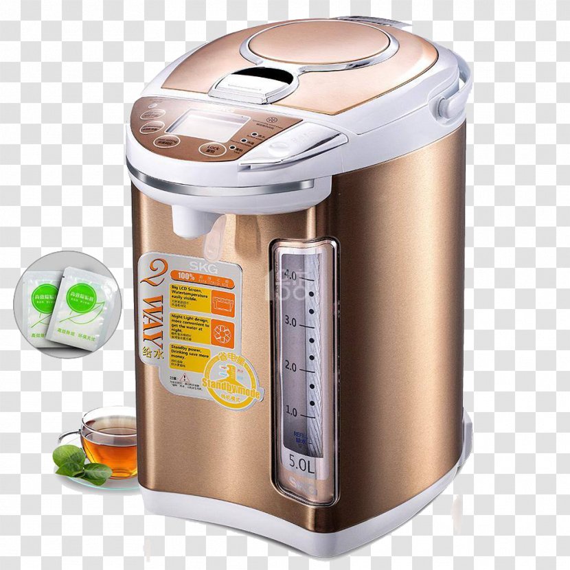 Small Appliance Electric Kettle Electricity Stainless Steel - Food Processor - Monthly Pin Golden Cylinder Transparent PNG