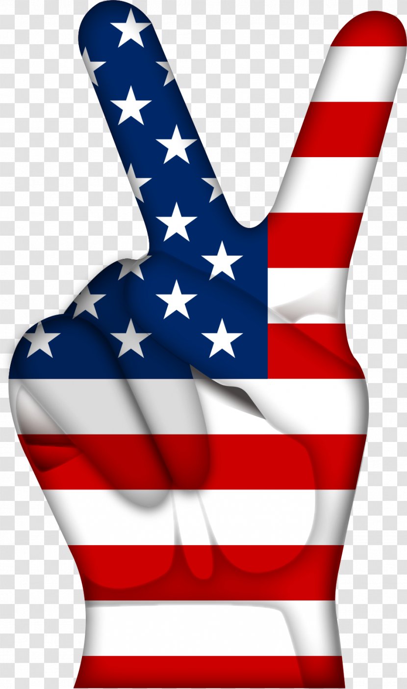 V Sign Computer File - United States - Vector American Flag Gesture Transparent PNG