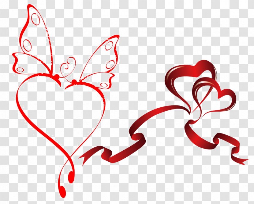 Butterfly Heart Clip Art - Cartoon - Valentine's Day Love Transparent PNG