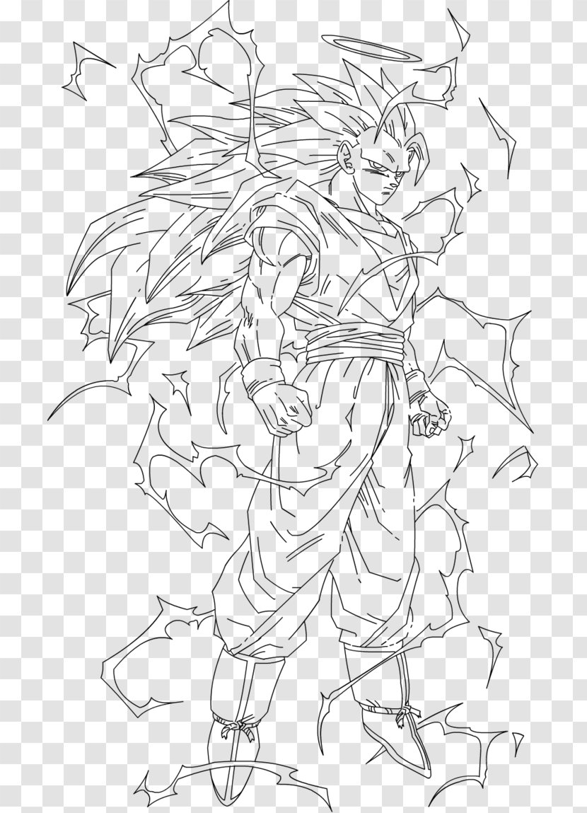 Goku Gohan Majin Buu Vegeta Line Art - White Transparent PNG