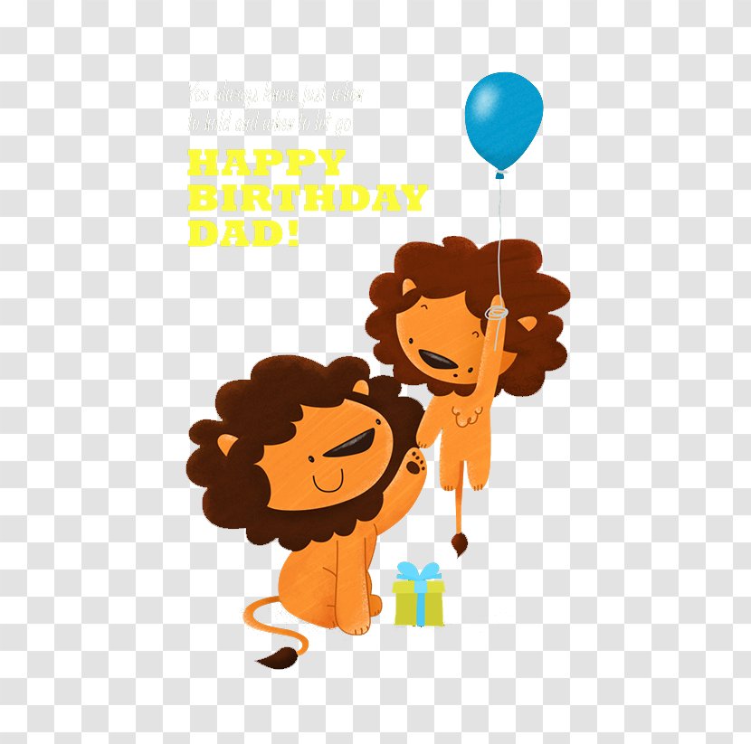 Lion Illustration - Happiness - Hand-painted Cards Father And Son Transparent PNG