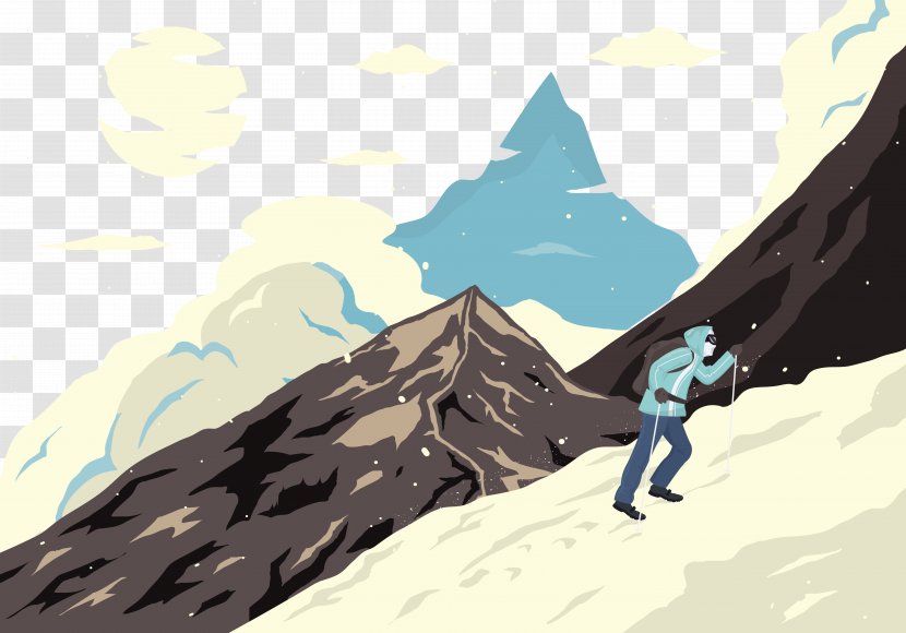 Mountaineering Climbing Illustration - Flower - Painted Mountain Transparent PNG