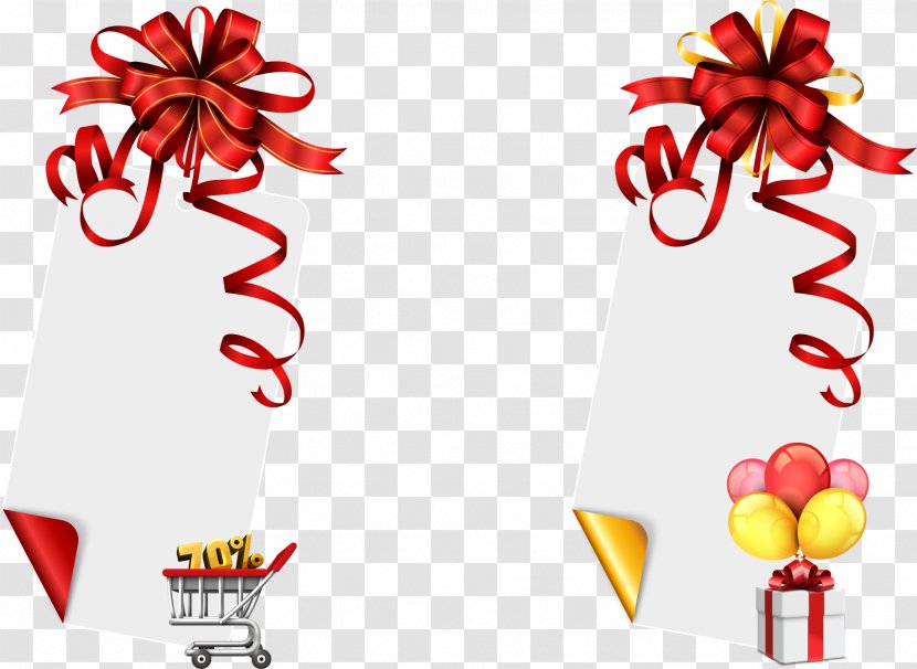 Red Ribbon - Love - Vector Bow With Shopping Cart Transparent PNG