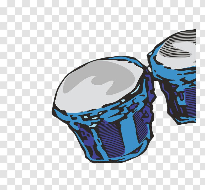 Musical Instrument Marching Band Bongo Drum Illustration - Cartoon - Blue Hand-painted Drums Transparent PNG