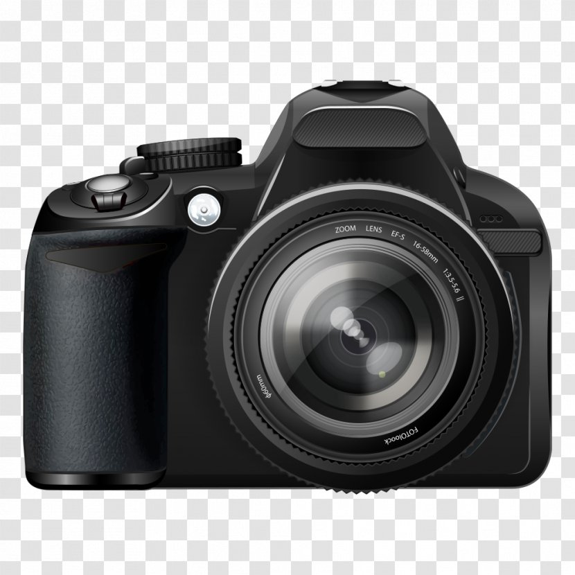 Microphone Digital Camera Single-lens Reflex - Lens - Black Transparent PNG