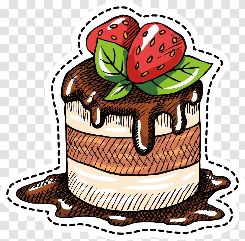 Chocolate Cake Strawberry Pie - Dessert - Vector Transparent PNG