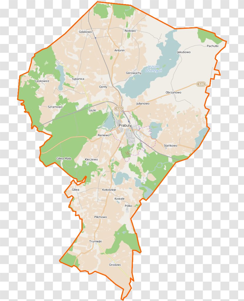 Prabuty Kołodzieje, Kwidzyn County Jakubowo, Jezioro Dzierzgoń Obrzynowo - Watercolor - Map Transparent PNG