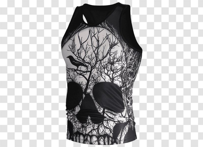 Gilets T-shirt Clothing Printing Sleeveless Shirt - T - Skull Print Transparent PNG