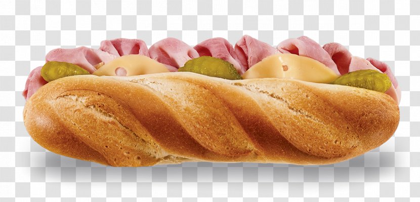 Baguette Ham Hot Dog Bun Delicatessen - Panini Transparent PNG