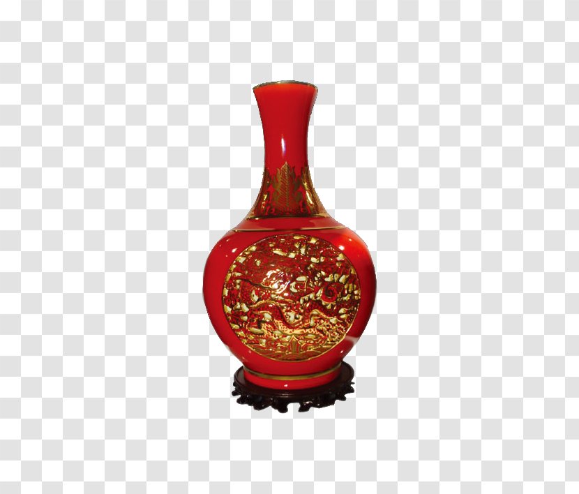 Vase Ceramic Porcelain - Chinoiserie - Red Wedding Supplies Gold Bottle Vintage Transparent PNG