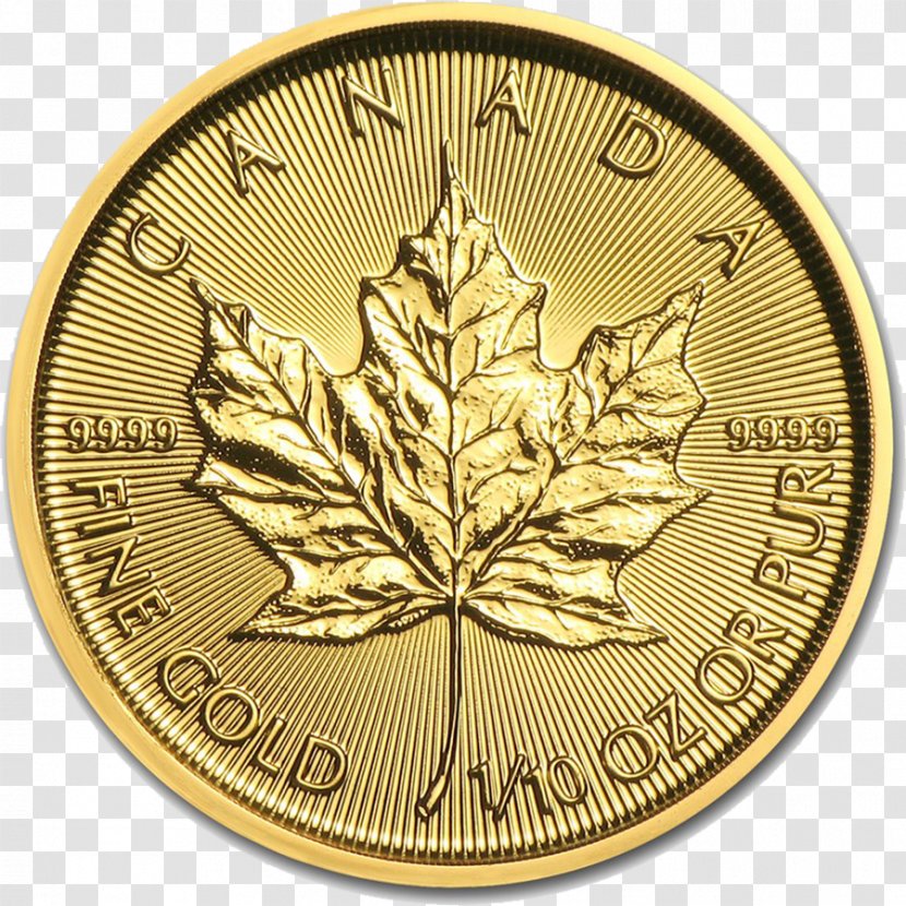 Canada Canadian Gold Maple Leaf Bullion Coin - Ounce Transparent PNG