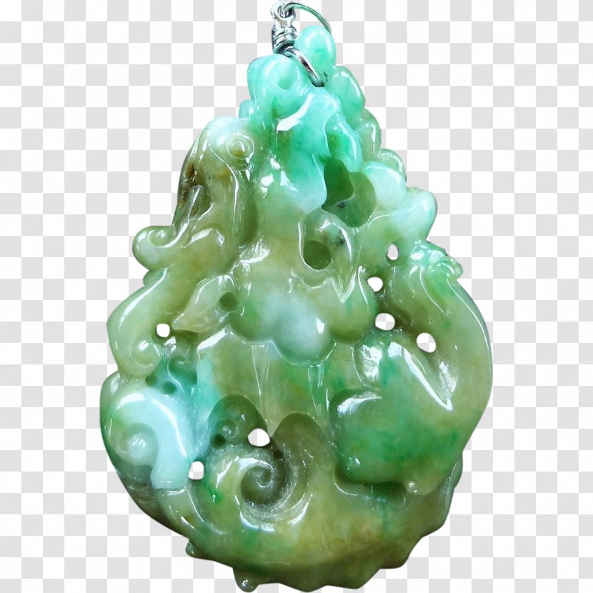 Jade Emerald Bail Jewellery Pendant - Antique - Carved Exquisite Transparent PNG