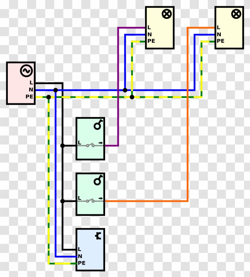 Light Wiring Diagram Electrical Ballast Switches - Kreuzschaltung Transparent PNG