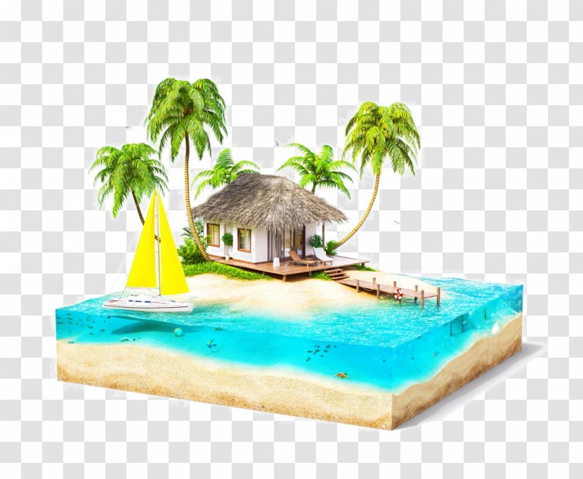 Bora Island Vacation Travel Hotel - Exquisite Three-dimensional Transparent PNG