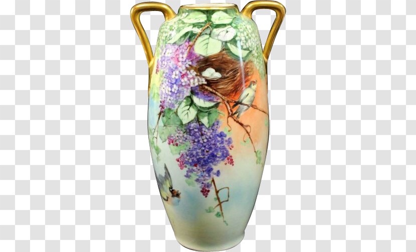 Ceramic Vase Pitcher Jug Porcelain - Hand-painted Birds Transparent PNG