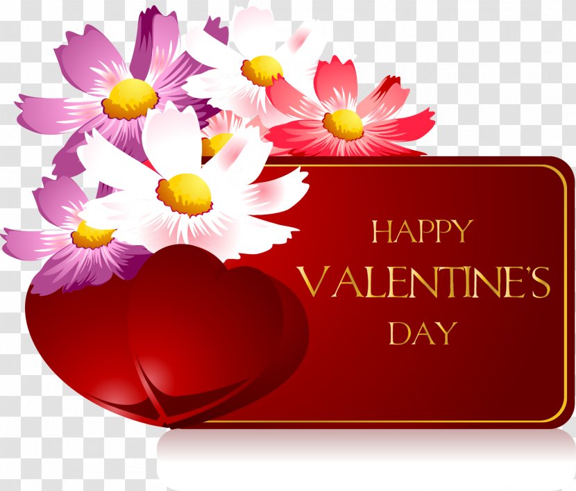 Valentines Day Greeting Card Heart Flower - February 14 - Valentine's Element Transparent PNG