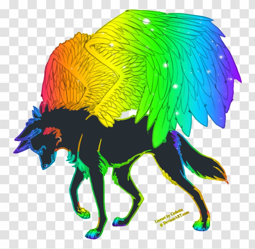 Puppy Dog Black Wolf Winged Cat - Drawing Transparent PNG