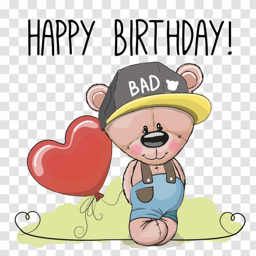 Bear Birthday Greeting Card Clip Art - Frame - Cubs Hat Transparent PNG