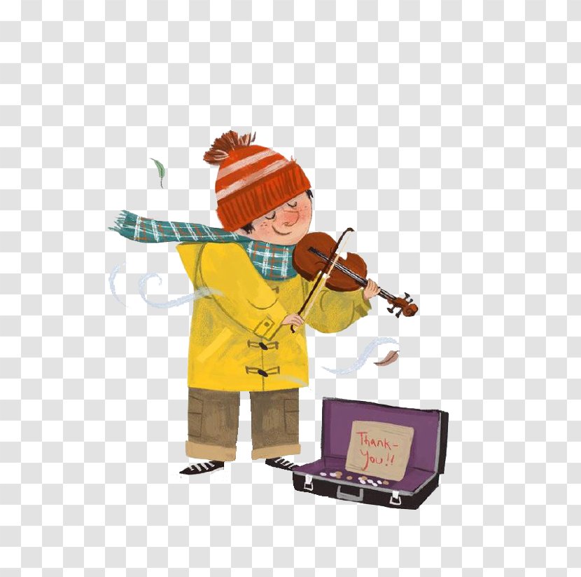 Cartoon Illustrator Violin Illustration - Silhouette - Playing A Transparent PNG