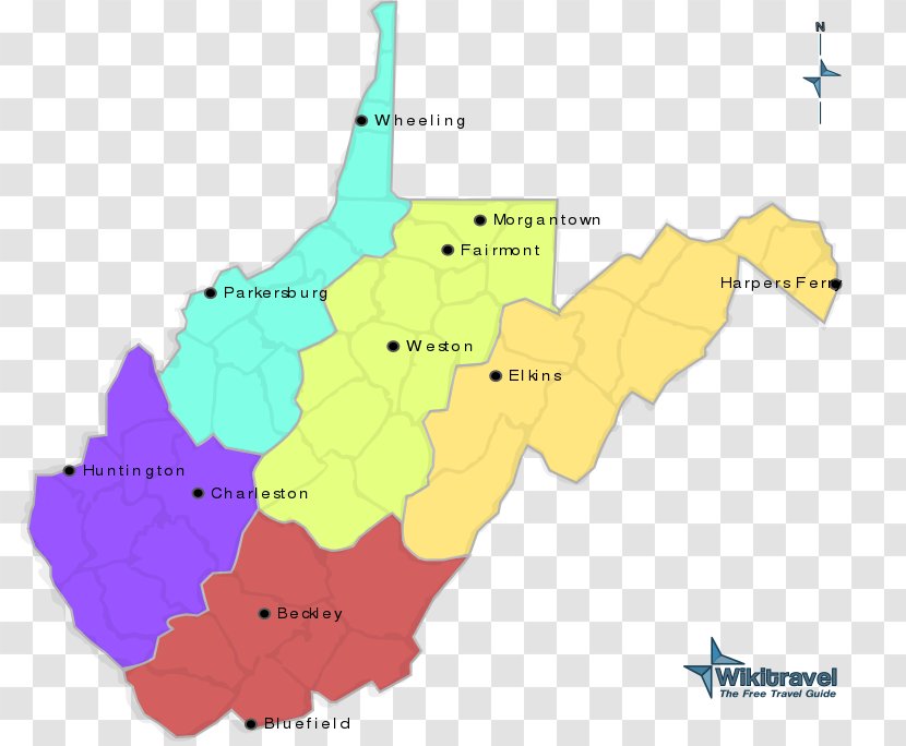 West Virginia Tourism Region Wikitravel - Wikimedia Commons - Map Transparent PNG