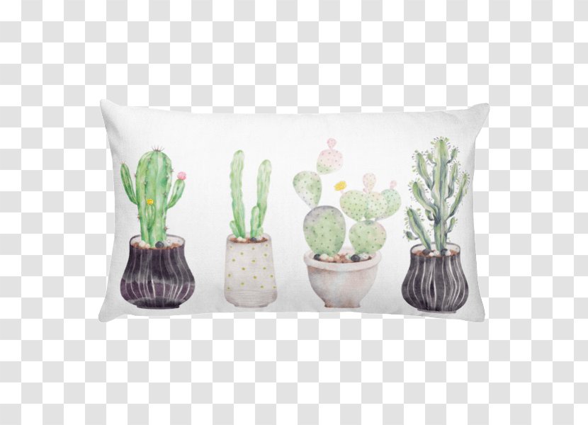 Throw Pillows Cushion Succulent Plant Cactaceae - Polyester - Watercolor Cactus Transparent PNG