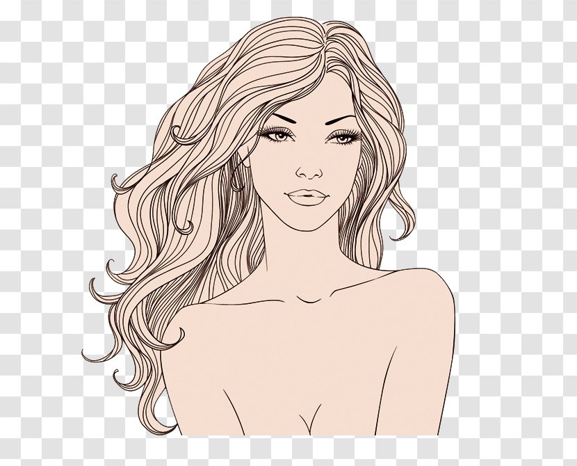 Drawing Hairstyle Sketch - Cartoon - Woman Transparent PNG