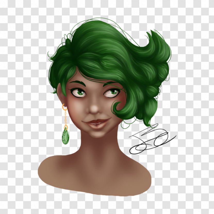 Forehead Hair Coloring Cartoon Green - Wig - Psd Shading Transparent PNG