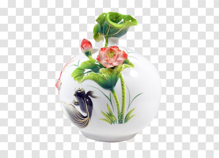 Goldfish Vase - Porcelain - Dishware Transparent PNG