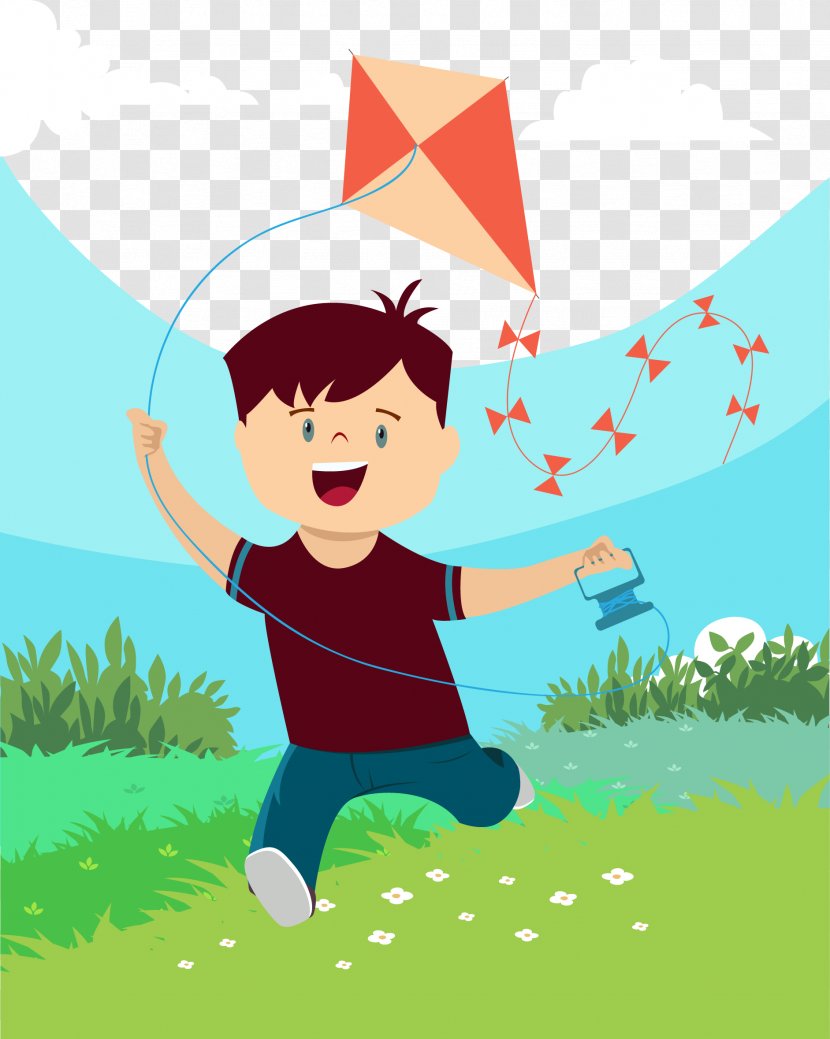 International Kite Festival In Gujarat U2013 Uttarayan Euclidean Vector Illustration - Cartoon - The Boy Flies A Transparent PNG