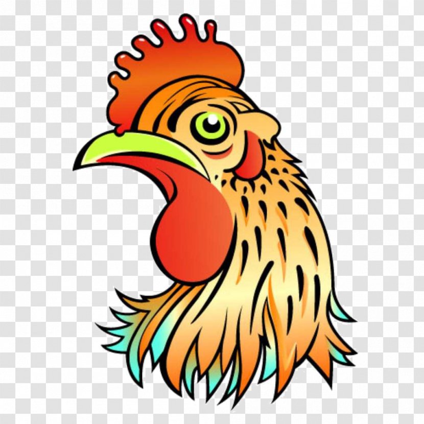 Chicken Rooster Cartoon Clip Art - Livestock - Colored Transparent PNG