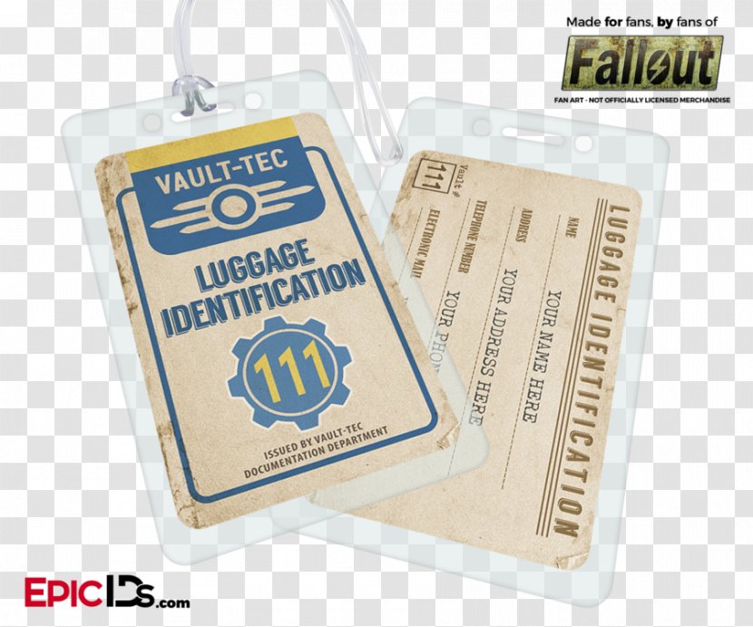 The Vault Dweller Wasteland Fallout 4 Bag Tag - Badge Mockup Transparent PNG