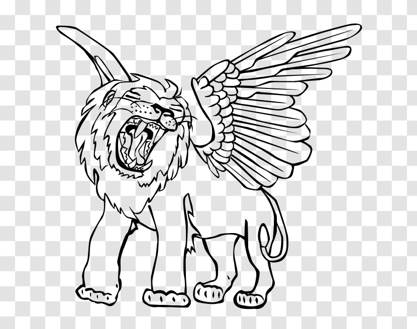 Winged Lion Drawing Line Art Transparent PNG