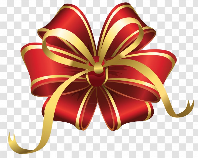 Christmas Gift Clip Art - Flower - Transparent Red Decorative Bow Clipart Transparent PNG