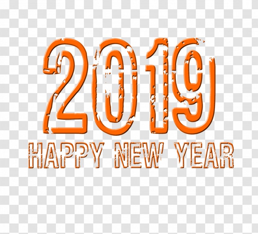 2019 Happy New Year. - Orange - Logo Transparent PNG