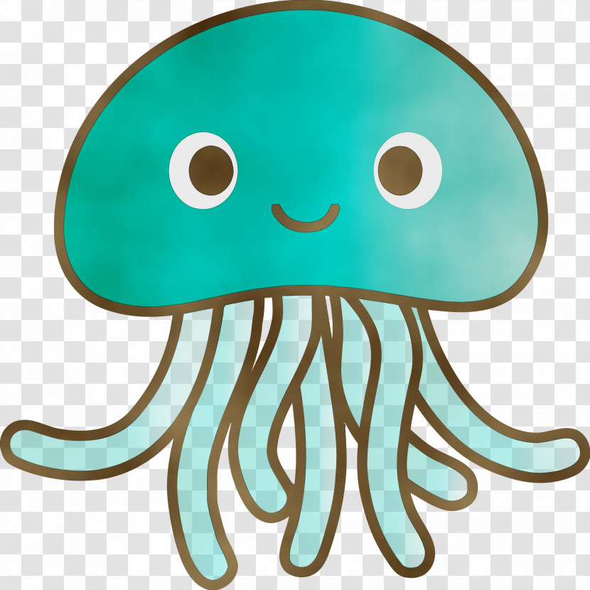 Octopus Green Turquoise Aqua Cartoon Transparent PNG