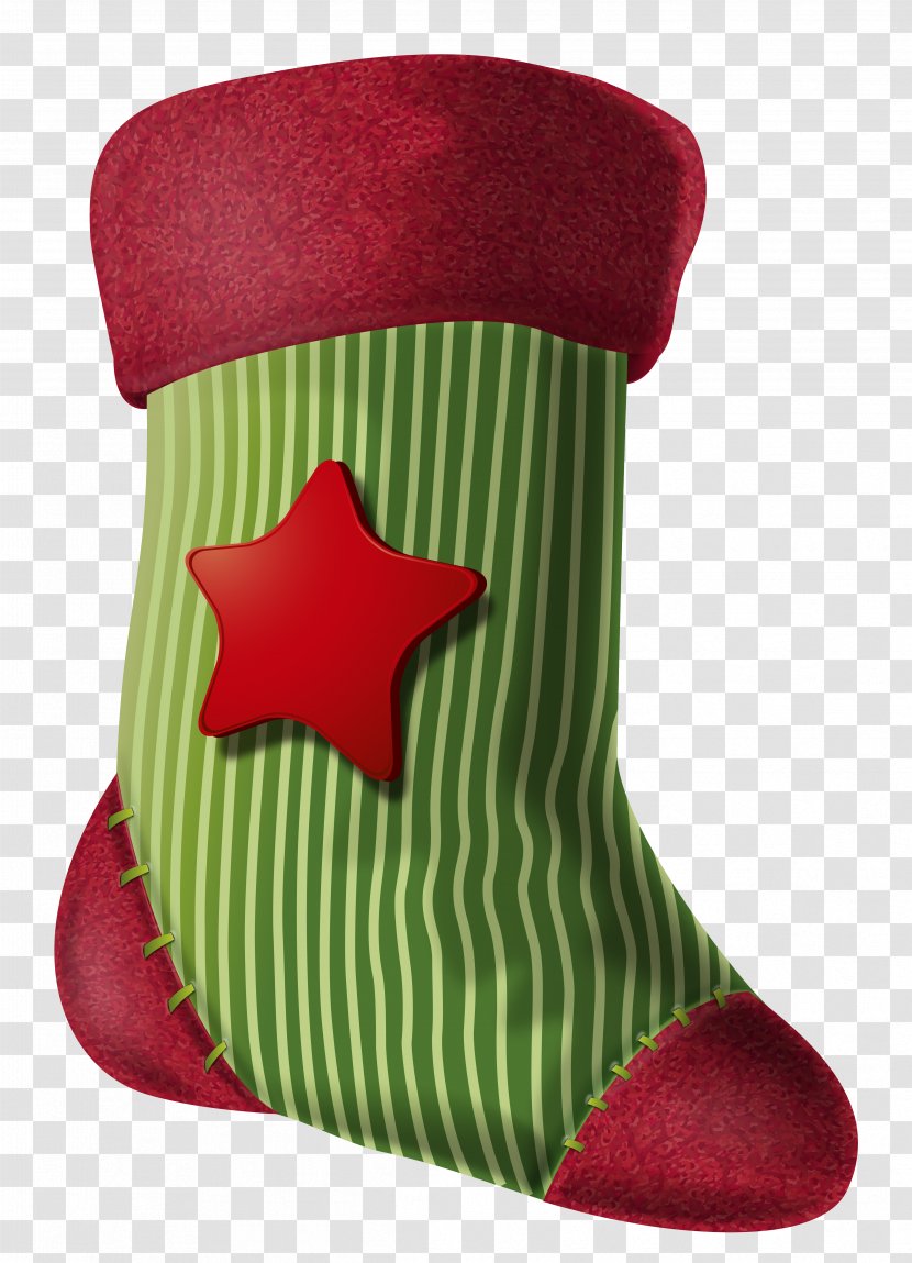 Christmas Stocking Clip Art - With Star Clipart Image Transparent PNG