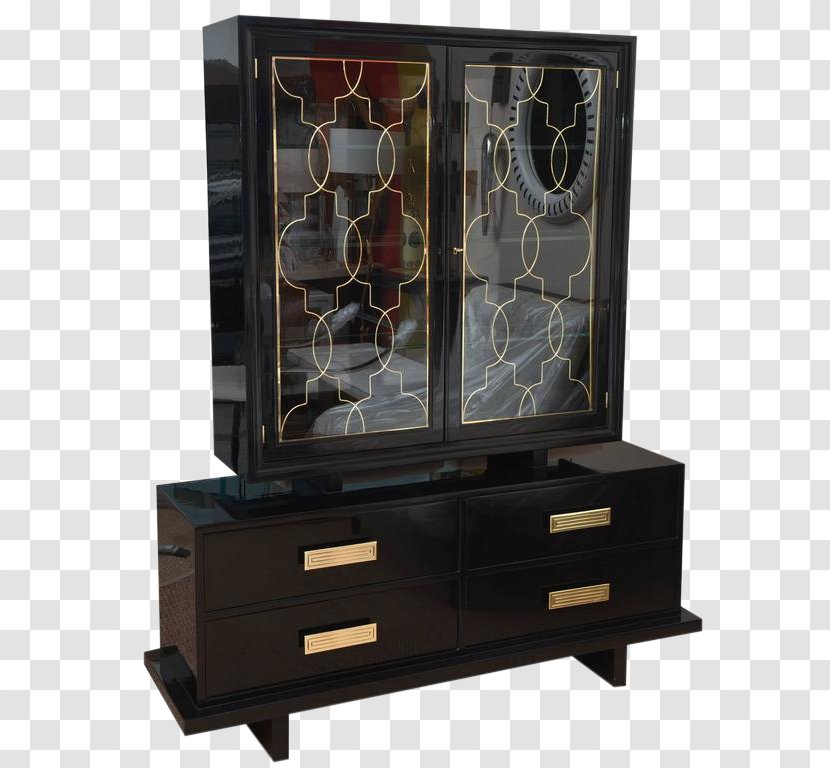 Hollywood Regency Drawer Lacquer Cabinetry High Style Deco - Brass Transparent PNG