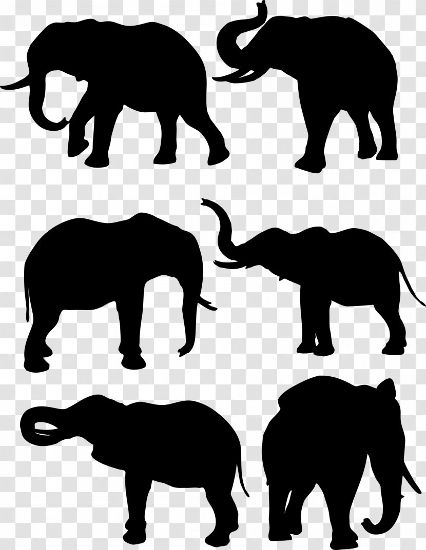 African Elephant Drawing - Silhouette - Elephants Transparent PNG