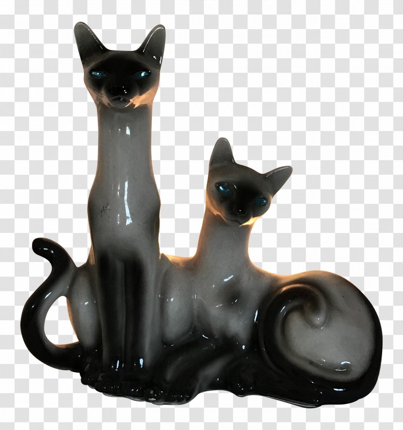 Black Cat Ceramic Siamese Whiskers Electric Light - Figurine Transparent PNG