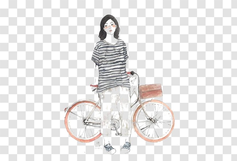 Drawing Bicycle Cartoon Illustration - Tree Transparent PNG