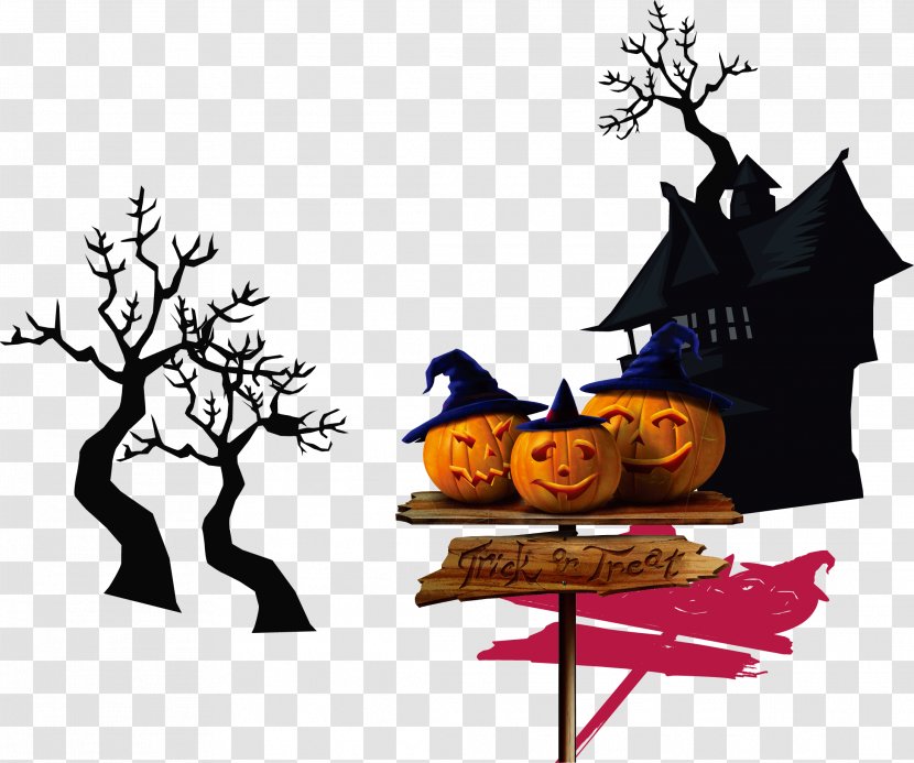 The Halloween Tree Jack-o'-lantern Party Trick-or-treating - Crazy Vector Elements Transparent PNG