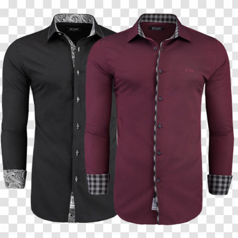 Dress Shirt Clothing Black Maroon - Button - Shop Goods Transparent PNG