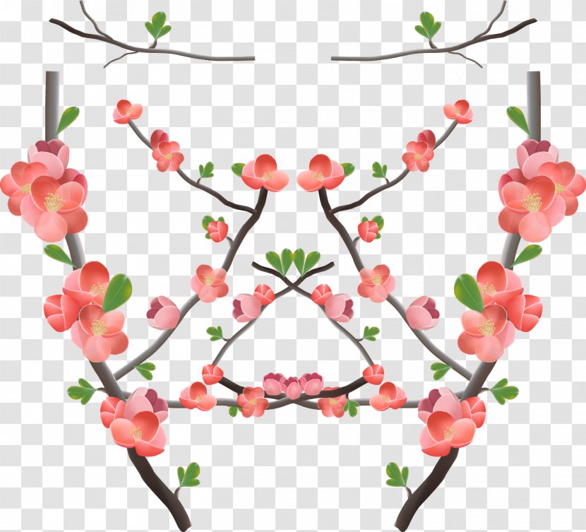 Plum Blossom Euclidean Vector - Tree - Cartoon Painted Peach Branches Transparent PNG