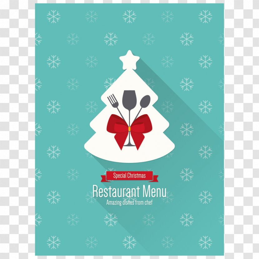 Menu Christmas Restaurant - Greeting Card - Blue Vector Transparent PNG