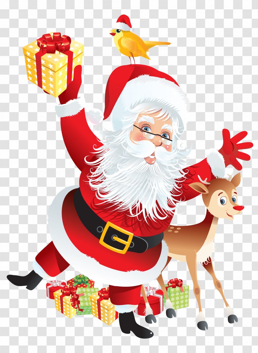 Santa Claus Reindeer Christmas Gift Wrapping - Fictional Character Transparent PNG